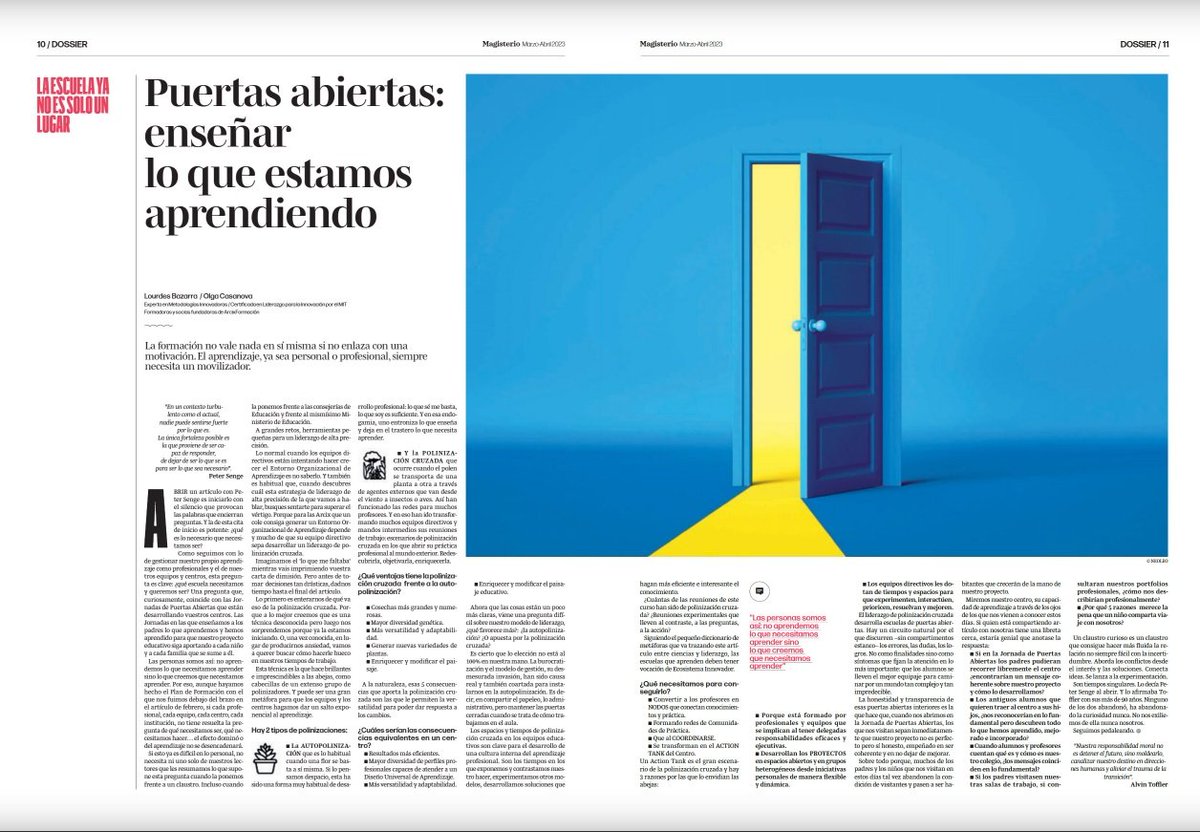 ¿Cómo enseñamos lo que estamos aprendiendo? El salto exponencial en el aprendizaje. De eso va nuestro artículo de abril en <a href="/Magisnet/">Periódico Magisterio</a> <a href="/DiegoFrancesch/">Diego Francesch</a>

magisnet.com/2023/03/puerta…
#liderazgo #escuela #aprendizaje #puertasabiertas