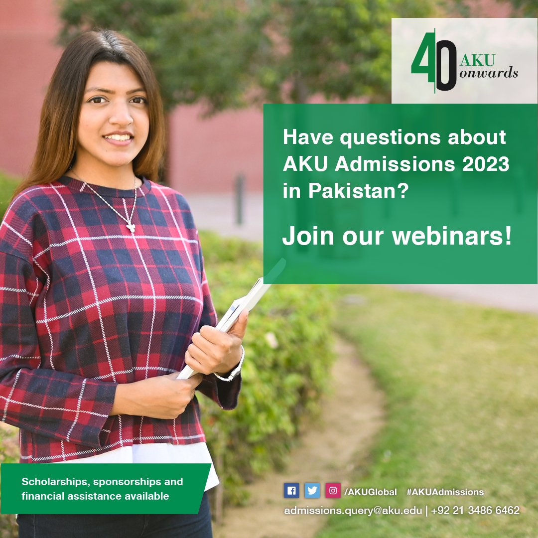 Register now for our webinars to receive in-depth information about AKU’s programmes in Pakistan and get all your questions answered. #AKUAdmissions

To register, visit: bit.ly/3nO8YVJ