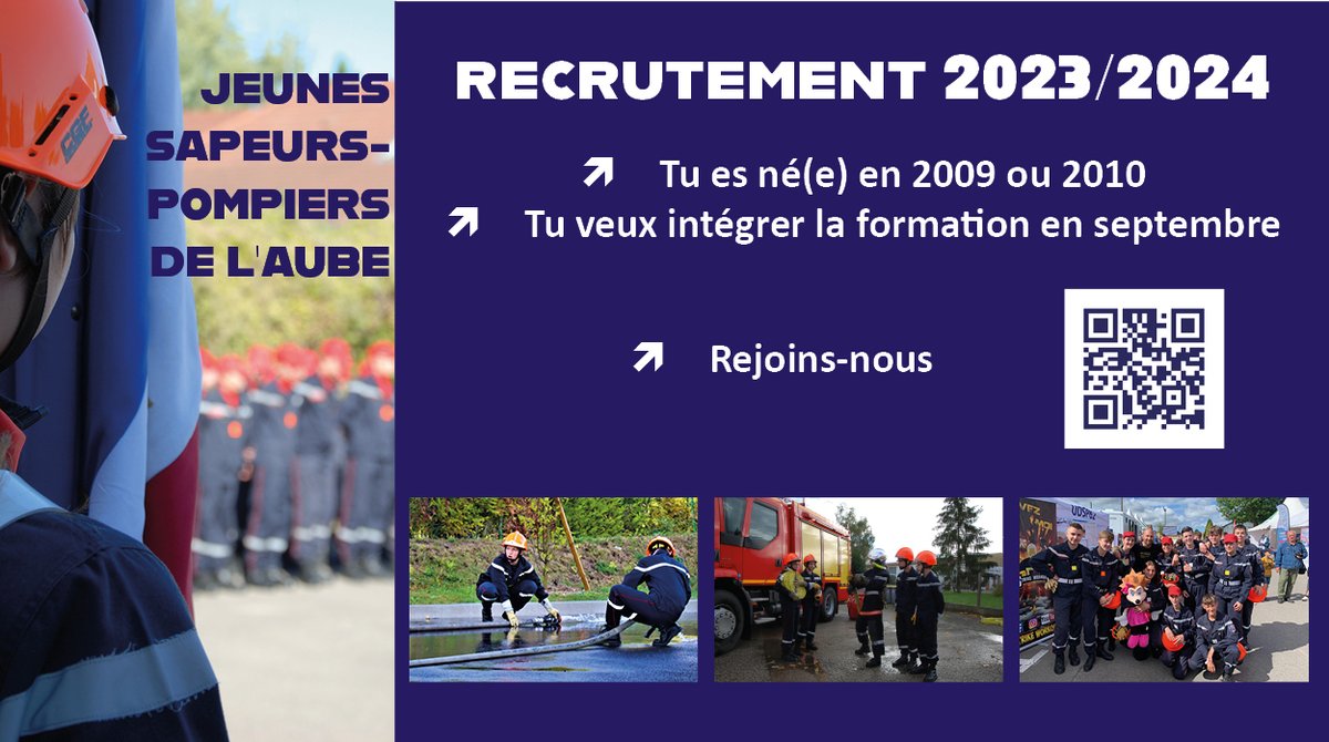 SDIS_10's tweet photo. 📢 Tu connais 1, 2, 3, … soleil ?
Tu es né(e) en 2009 ou 2010 alors tu peux devenir JEUNE sapeur-pompier, c’est tout aussi simple ! https://t.co/NJiZFCPe4n