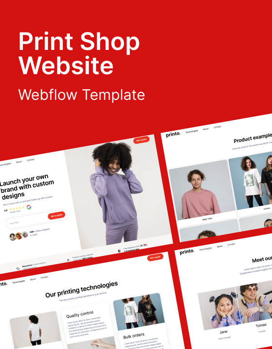FlowSites's tweet photo. Printo is a new Webflow template in the Small Business category. It supports Ecommerce and CMS and sells for $34 USD. #webflow #webflowtemplate #flowsites #Small Businesstemplate https://t.co/kFbHQwP1jJ https://t.co/cHd2bR6lhH