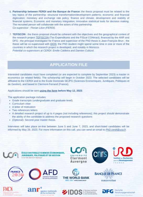 Grad_School_Hub's tweet image. "I am pleased to share this multiple PhD calls at CERDI, France. #phd #france #developmenteconomics #environmentaleconomics"