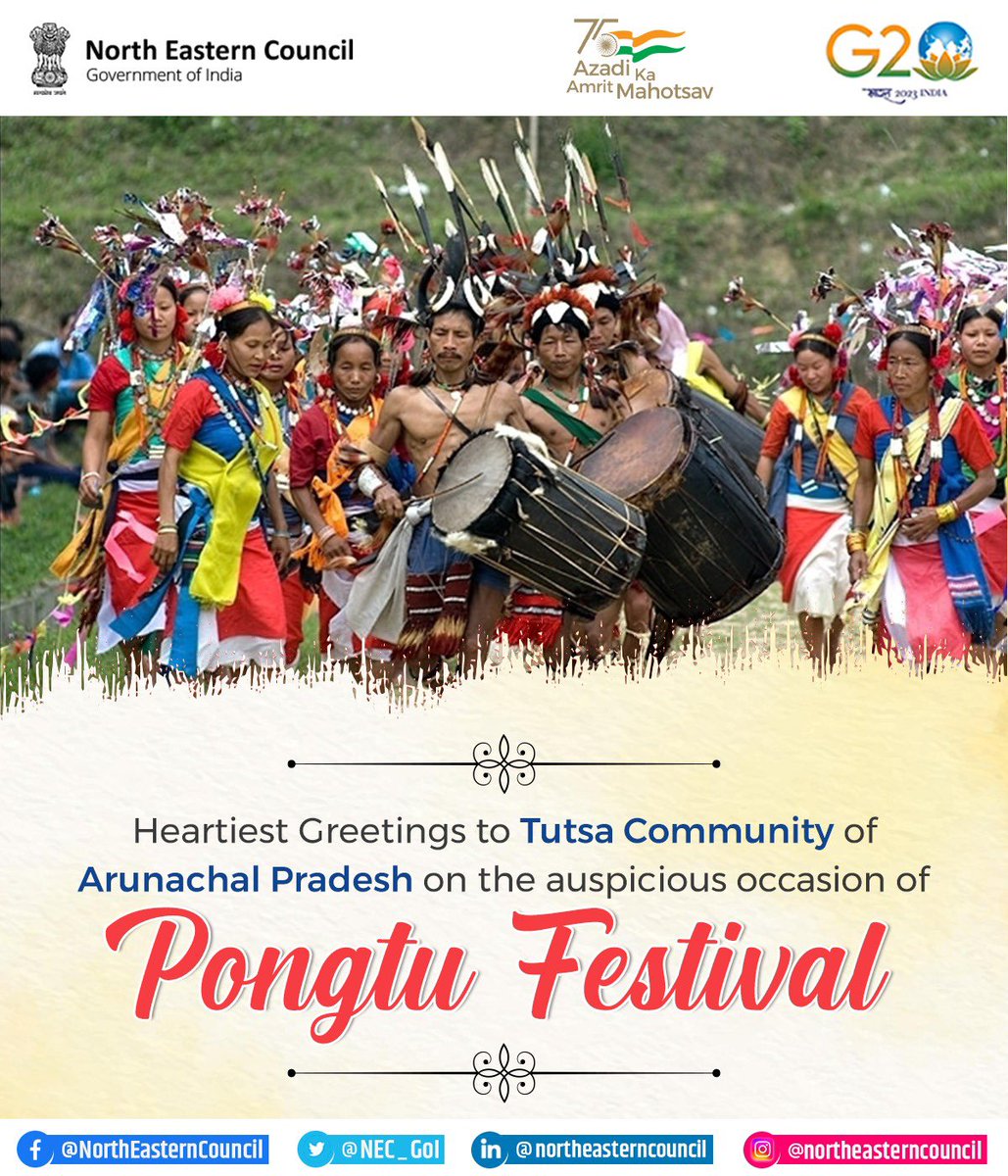NEC_GoI's tweet photo. Heartiest Greetings to #Tutsa Community of #Arunachal Pradesh on the auspicious occasion of #Pongtu Festival.

May the almighty bless everyone with good health, propserity and a bountiful harvest. https://t.co/LVeJAUQUAU