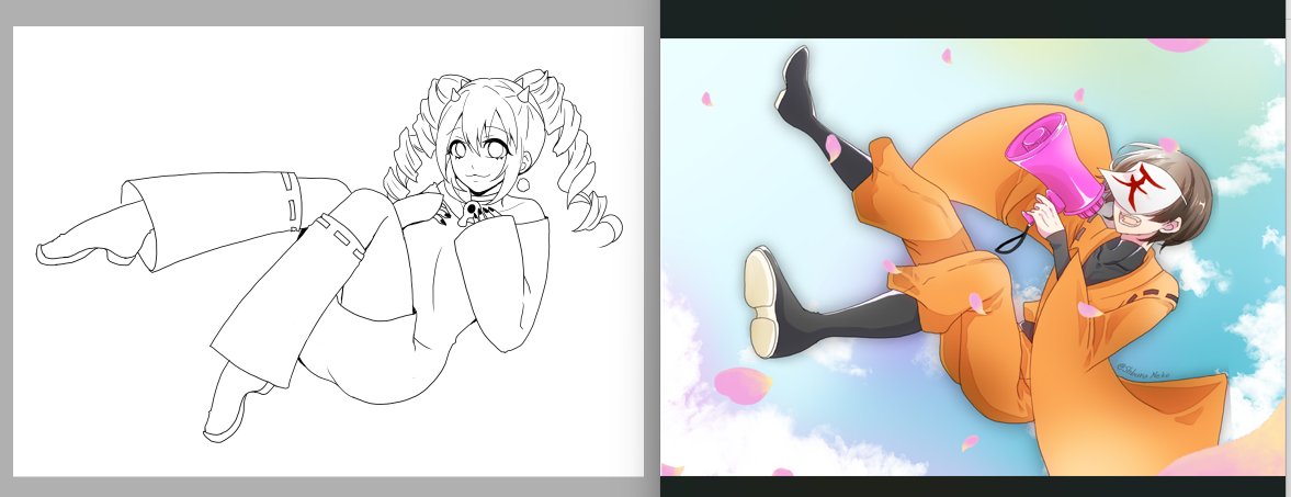 こういう構図がすごく描きやすくて気づいたら同じような構図ばっかりになってしまう 