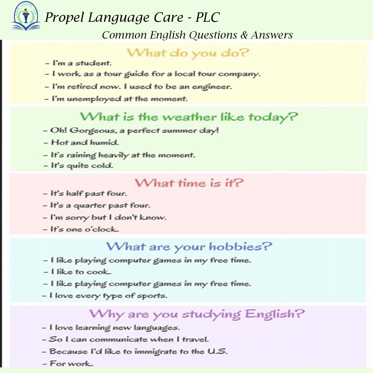 plc10067680's tweet image. Common English questions &amp;amp; answers. How to answer the questions easily. Let&apos;s take a look!

#propellanguagecare #conversationpractice #languagelearning #englishstudents #englishexpressions