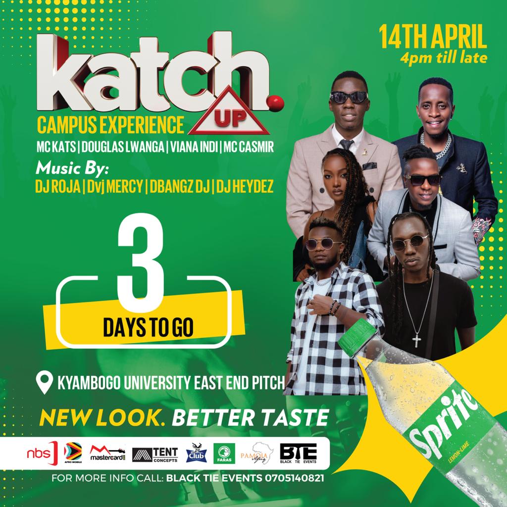 ainosan256's tweet photo. Helloo a you ready 💯🔥 
3days to go 🤭 #NBSKatchUp team is bringing you the best campus experience entertainment, lots of fun this Friday,
 
At kyambogo University East end pitch. 
Entrance is by invite only 
Be there lets katch the vibe
#campuskatchup
#NewLookBetterTaste https://t.co/ExJf8RrYyc