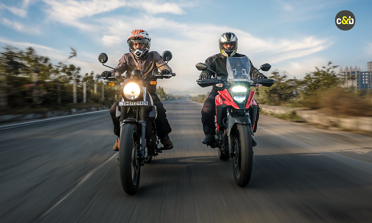 carandbike's tweet photo. A tale of two crossover #ADVs!
The @suzuki2wheelers #VStromSX takes on the @royalenfield #Scram411 in this road and trail comparison!
Which one should be the one for you?
See thread... https://t.co/XryEOOFWP2