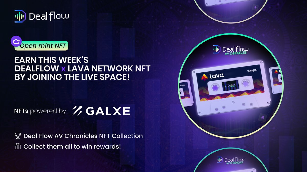 dealflowpodcast's tweet photo. 🚀Join us &amp; mint your unique @Galxe NFT for this episode!

❤️Like + RT + Tune into the event to claim yours!

🎁Claim here:
https://t.co/W8AdD3P4lc

✨Collect the whole #DealFlow for your chance to win in future #giveaways https://t.co/koLRUnMTqJ