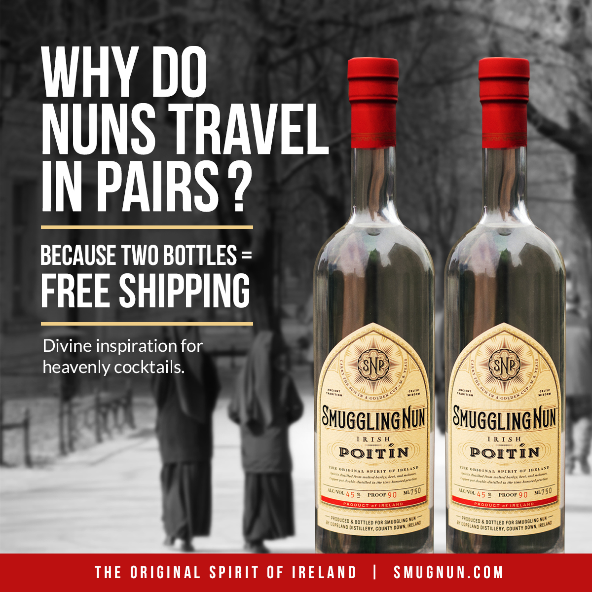 The second bottle makes such a great gift!

#smugnun #smugglingnunirishpoitín #smugglingnun #poitín #irish #ireland #irishpoitín #madeinireland #ItsPronouncedPOTcheen #womanownedbusiness #supportsmallbusiness #drinkresponsibly