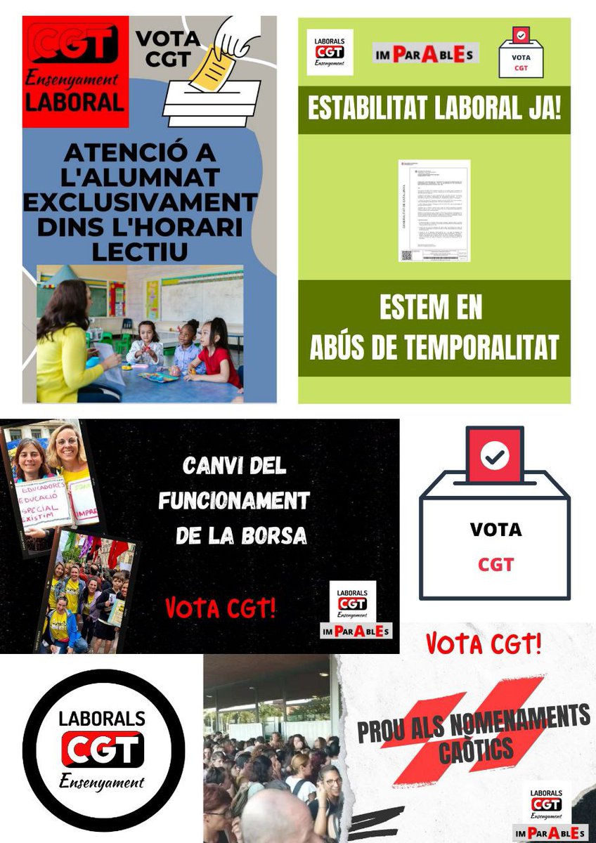 CgtLaborals's tweet photo. És l'hora del canvi. 
És l'hora de fer sentir la teva veu. 🗣️📣
Entre totes, tot! Vota CGT 📩🗳️
Si vols més informació, contacta'ns! 
laboralseducacio@cgtcatalunya.cat
#ImPArablEs #SomPAE #SomImprescindibles https://t.co/sZmkXYe64V