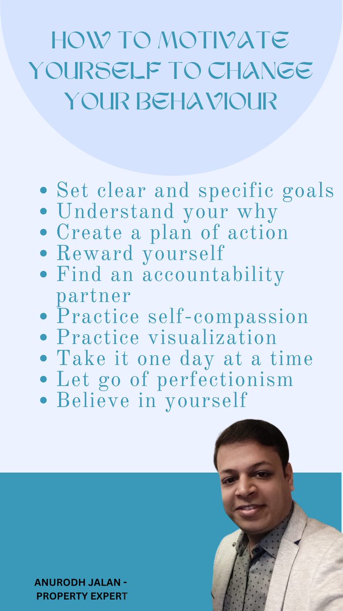 anurodhjalan's tweet photo. How to motivate yourself to change your behaviour 

#ChangeYourBehavior
#MotivationMonday
#SelfImprovement
#PositiveChange
#MindsetShift
#PersonalGrowth
#MotivationInspiration
#NewHabits
#ProgressNotPerfection
#BetterYou
#Mindfulness
#HealthyHabits
#selfdevelopment https://t.co/V5PnSiBVLn