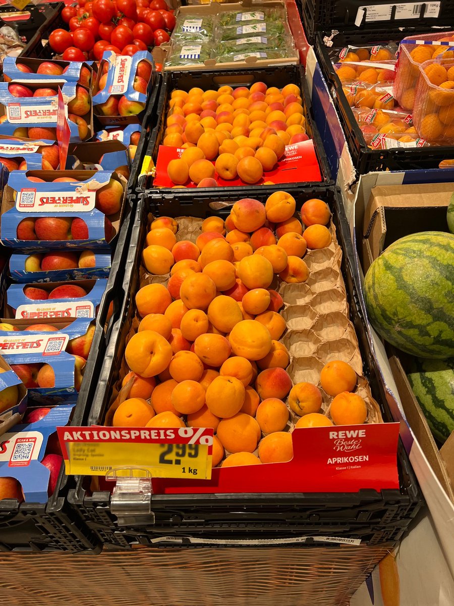 Saatte ortalama 15 € kazanıyorsunuz ve fiyatlar böyle:

Domates     : 0,99 €
Chikita Muz: 1,59 €
Şeftali         : 2,99 €
Kayısı          : 2,99 €

Muazzam bir alım gücü.