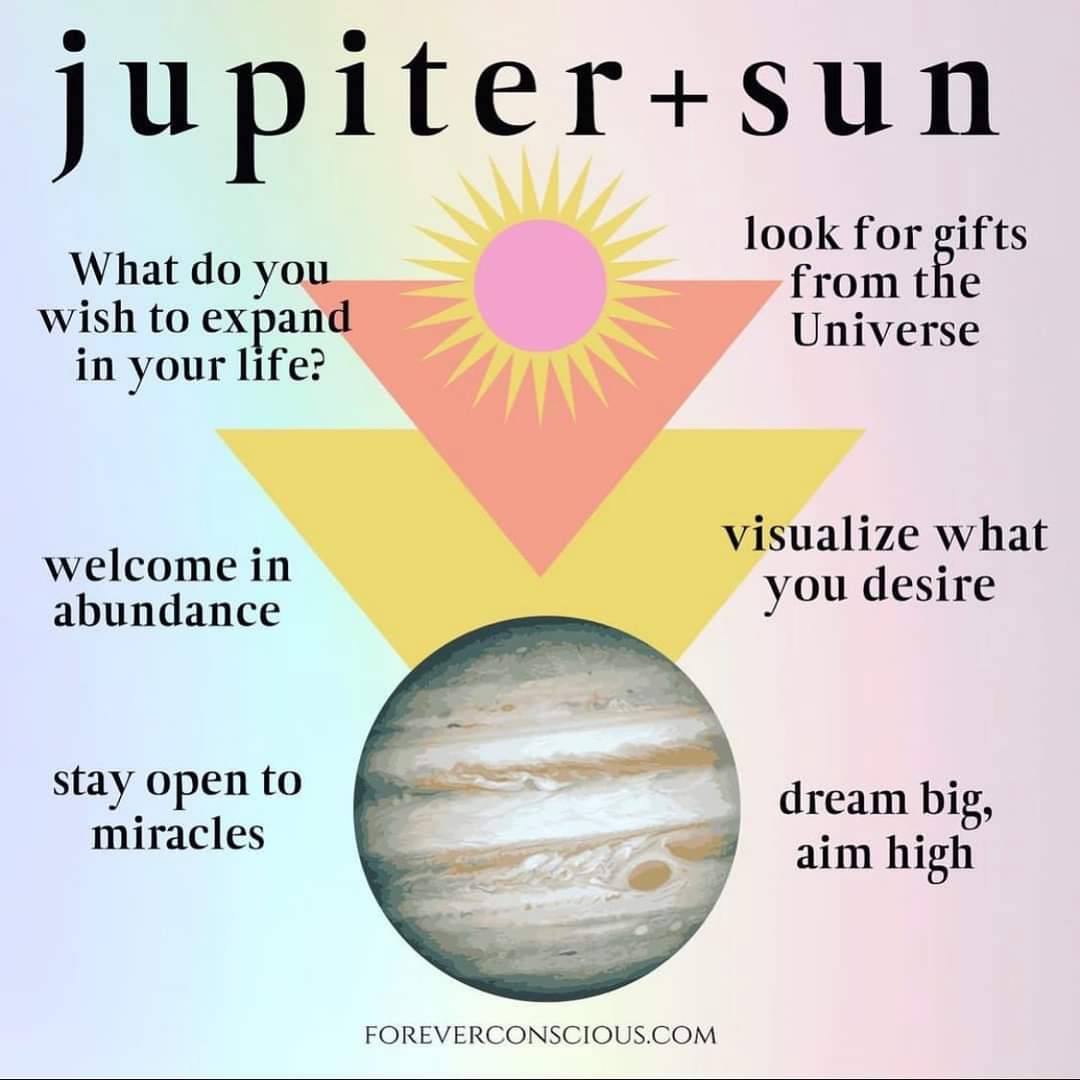 "On April 11, the Sun and Jupiter align beaming down abundant energy!

Use this energy to expand the vision of your life. To stay open to all possibilities and to think bigger!

While the energy will peak on April 11, we will feel this for 2-3 days either side of this date."
