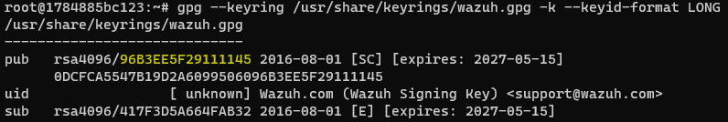 vikman90's tweet photo. @CisoDiagonal @wazuh It seems as if the key was not installed. Please check this command. If it still doesn't work tell us what steps you are following. https://t.co/olvt0sNZFl