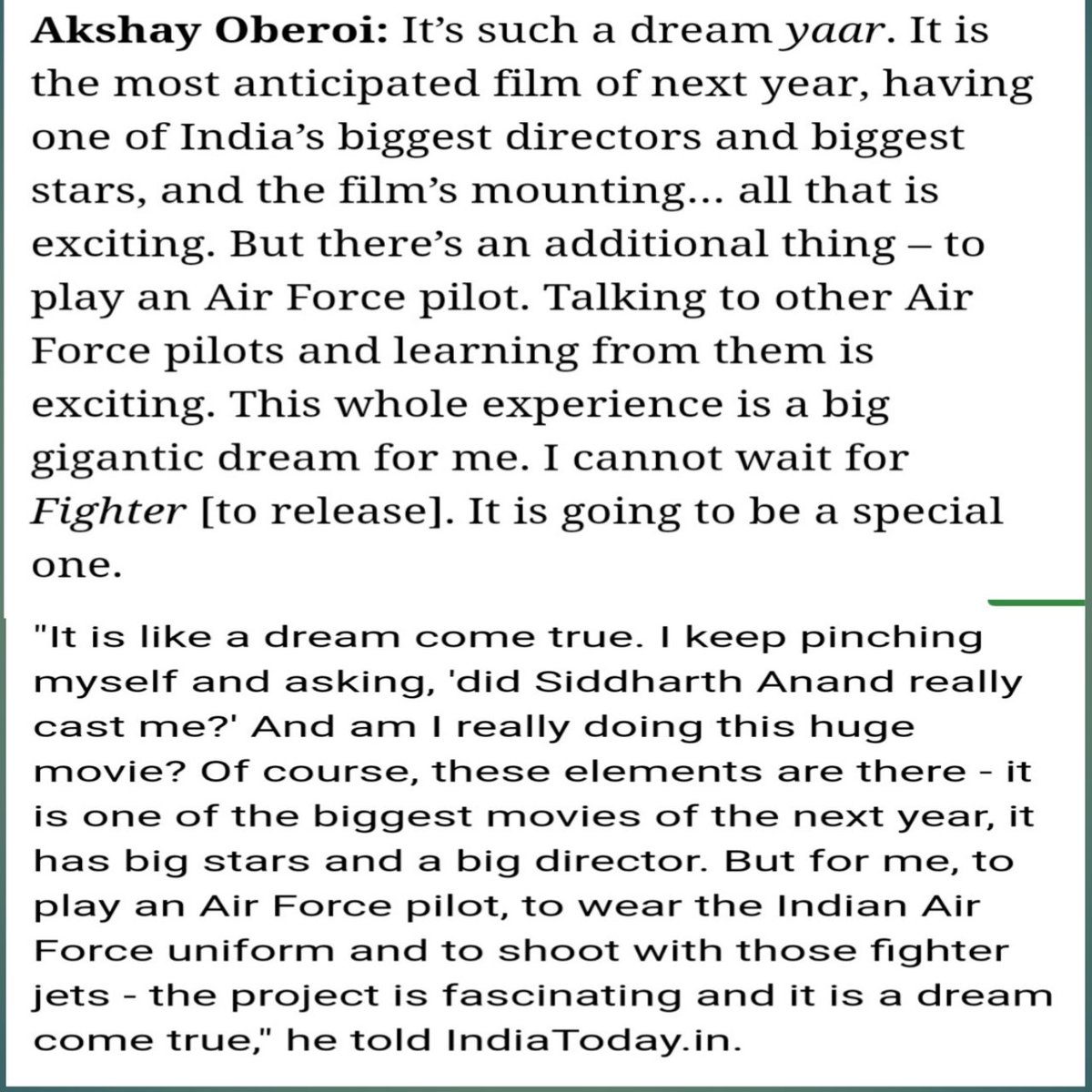 #AkshayOberoi About #Fighter ! Latest .
#HrithikRoshan #DeepikaPadukone #War2