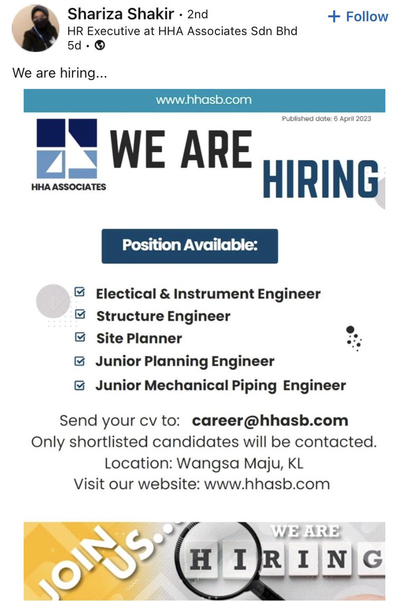 getmehired_io's tweet photo. ❕ HHA Associates is HIRING  ❕

📌 Various position

✅ Apply now: https://t.co/BUdBNlWMkJ https://t.co/Ntadaz8nQB