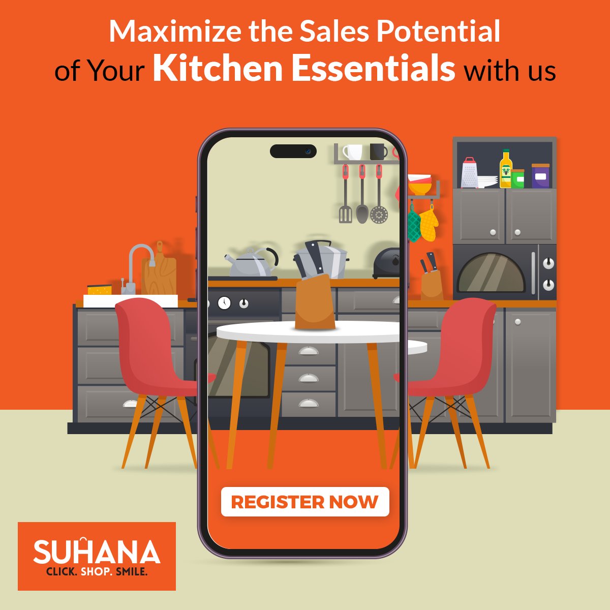 suhanashop_1's tweet image. Get your kitchen essentials in front of the right audience with Suhana Shop. Our platform is designed to help you maximize your sales and grow your business. Don't wait, list your store now.

Register now: suhanashop.com/sellers/regist…

#SuhanaShop #SellwithSuhana #Kitchenstore