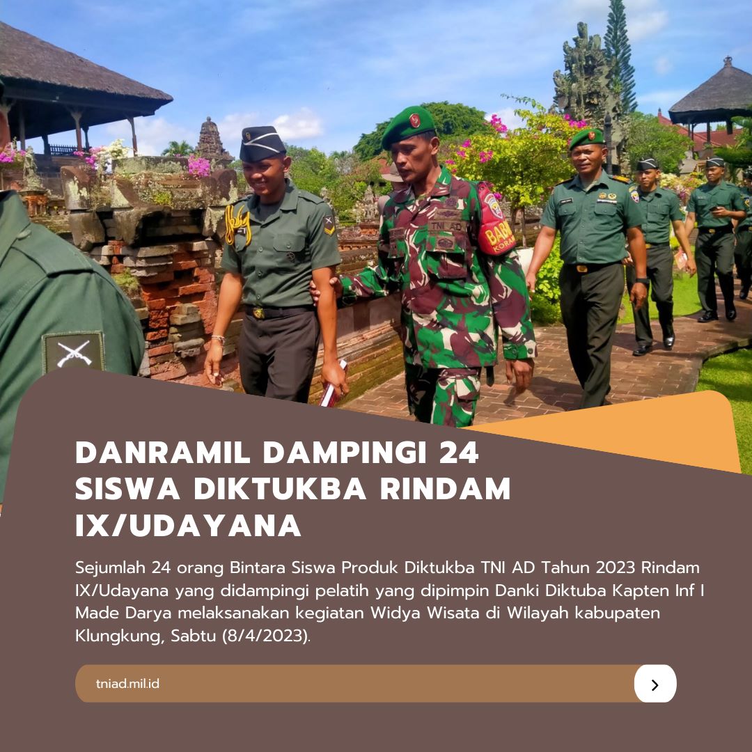 Hikmatul_mla's tweet photo. adanya kegiatan ini akan semakin meningkatkan jiwa-jiwa patriot para siswa dalam menjalankan pendidikan kedepannya, harap Kapten Triyono .

@Ngopibareng_DAR

Angkatan Darat Di Hati Rakyat
Kasad Dudung Abdurachman https://t.co/j5ih92XZJP