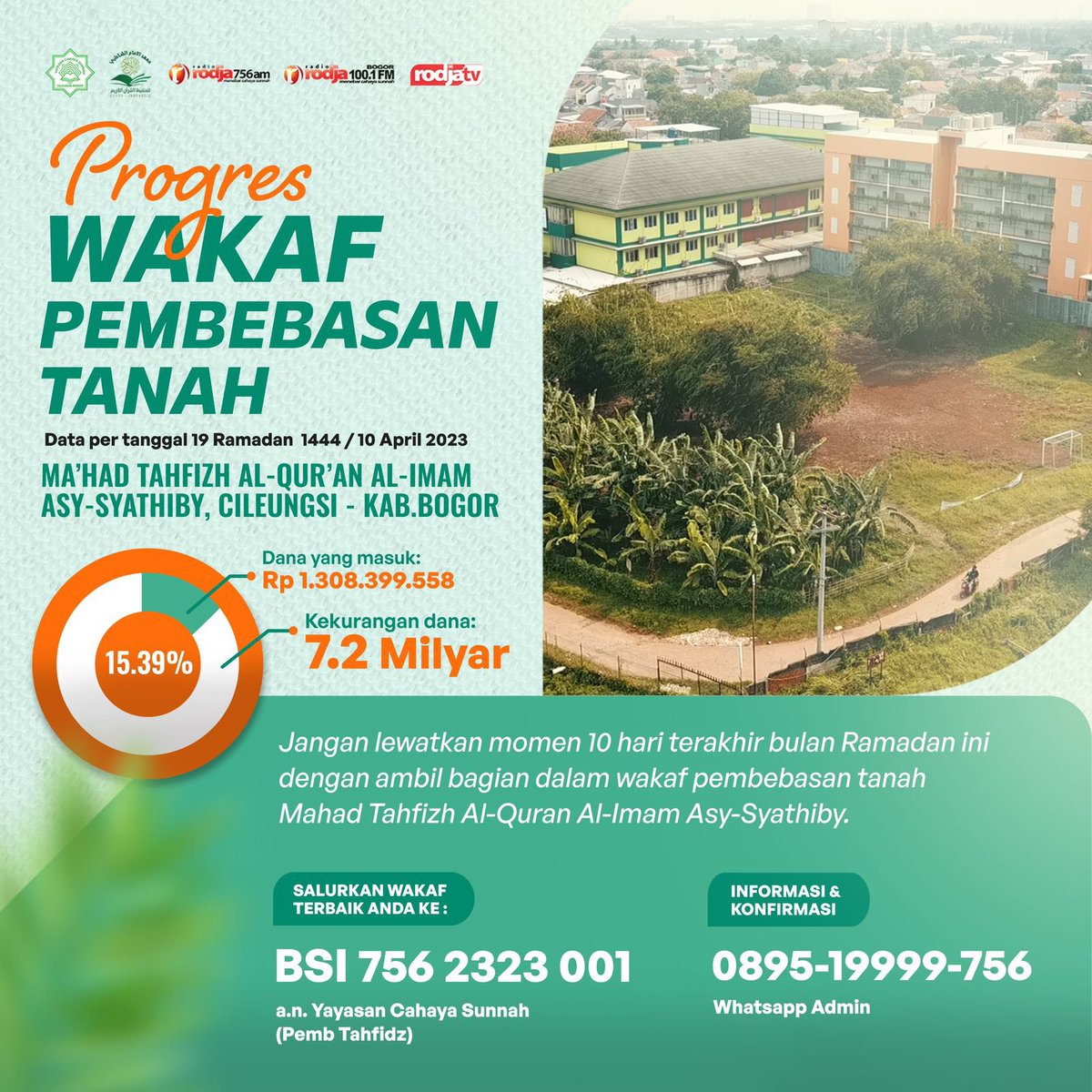 radiorodja's tweet photo. Ingin mendapatkan pahala yang terus mengalir walaupun kelak kita sudah meninggal dunia? 

Yuk, turut dalam wakaf tanah untuk Pondok Pesantren bagi para penghafal Al-Quran! https://t.co/wEFrFK9aUF