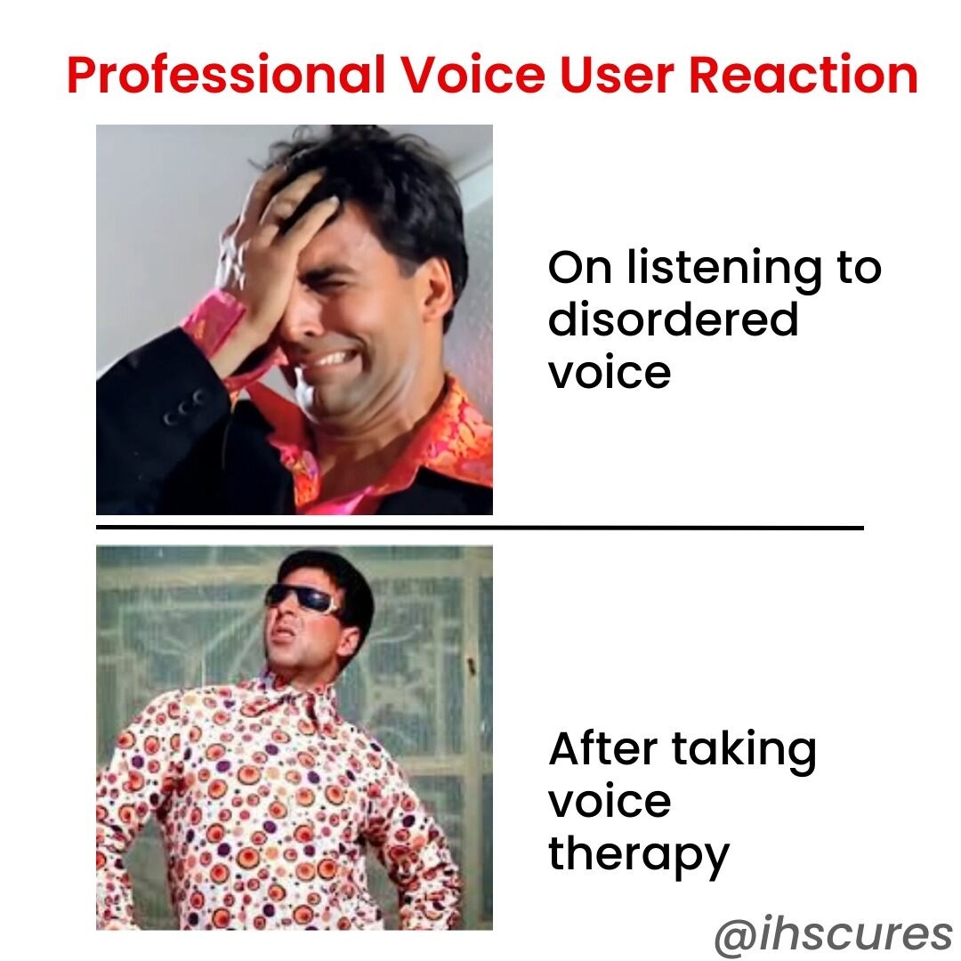 As an audiologist, there's nothing more rewarding than seeing the joy on a professional voice user's face after taking voice therapy and hearing the improvement in their voice.

#VoiceTherapy #VoiceDisorder #SpeechTherapy #VoiceHealth #HealthyVoice #VoiceCare #VoiceTraining #Meme