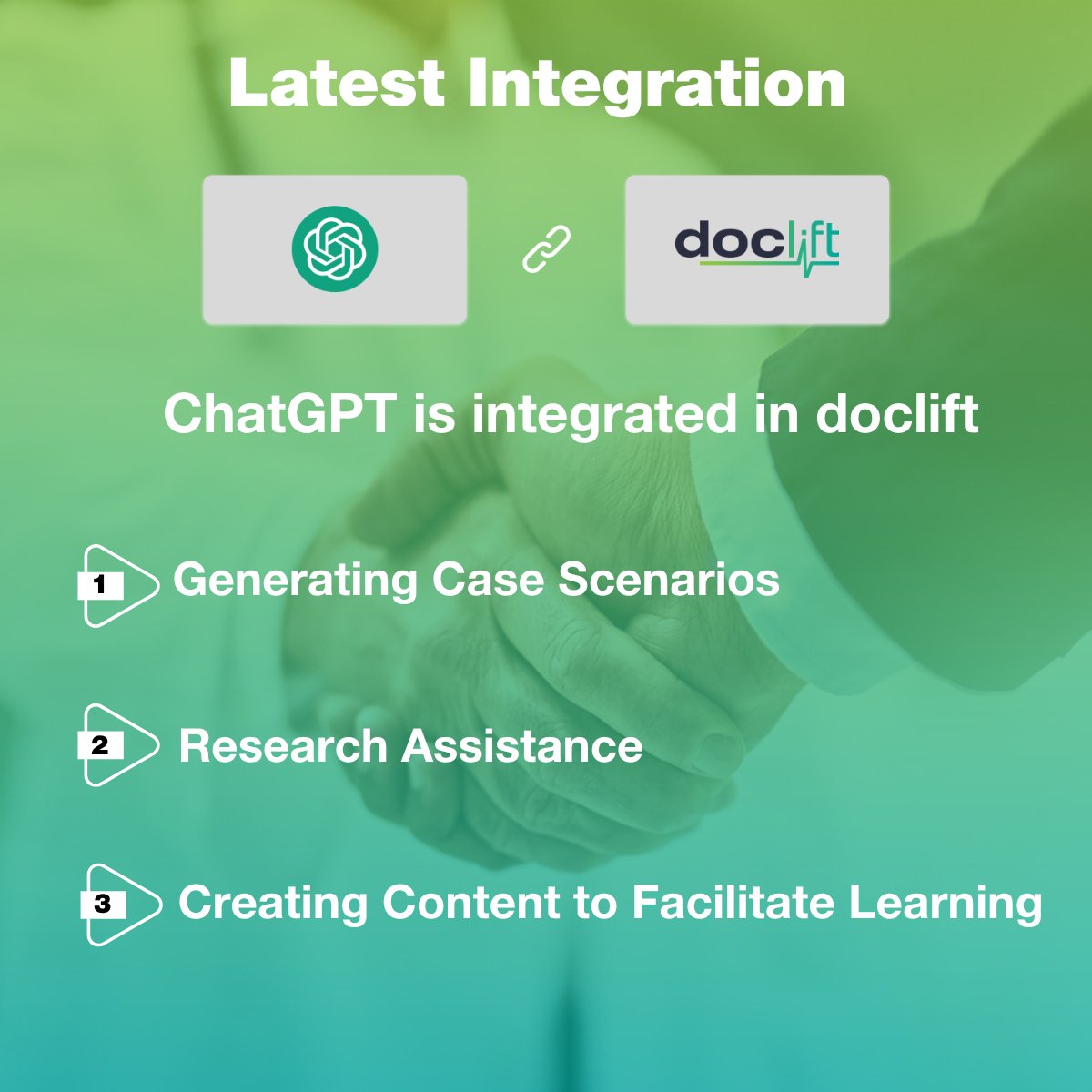 Did you know that doclift integrated ChatGPT?

#ai #technology #artificialintelligence #tech #machinelearning
#medicaleducation #medicaltraining #medicalevents #onlinemedicalconferences #healthcare #medicalsoftware #DigitalHealth  #PatientEngagement #HealthcareAI #chatgpt