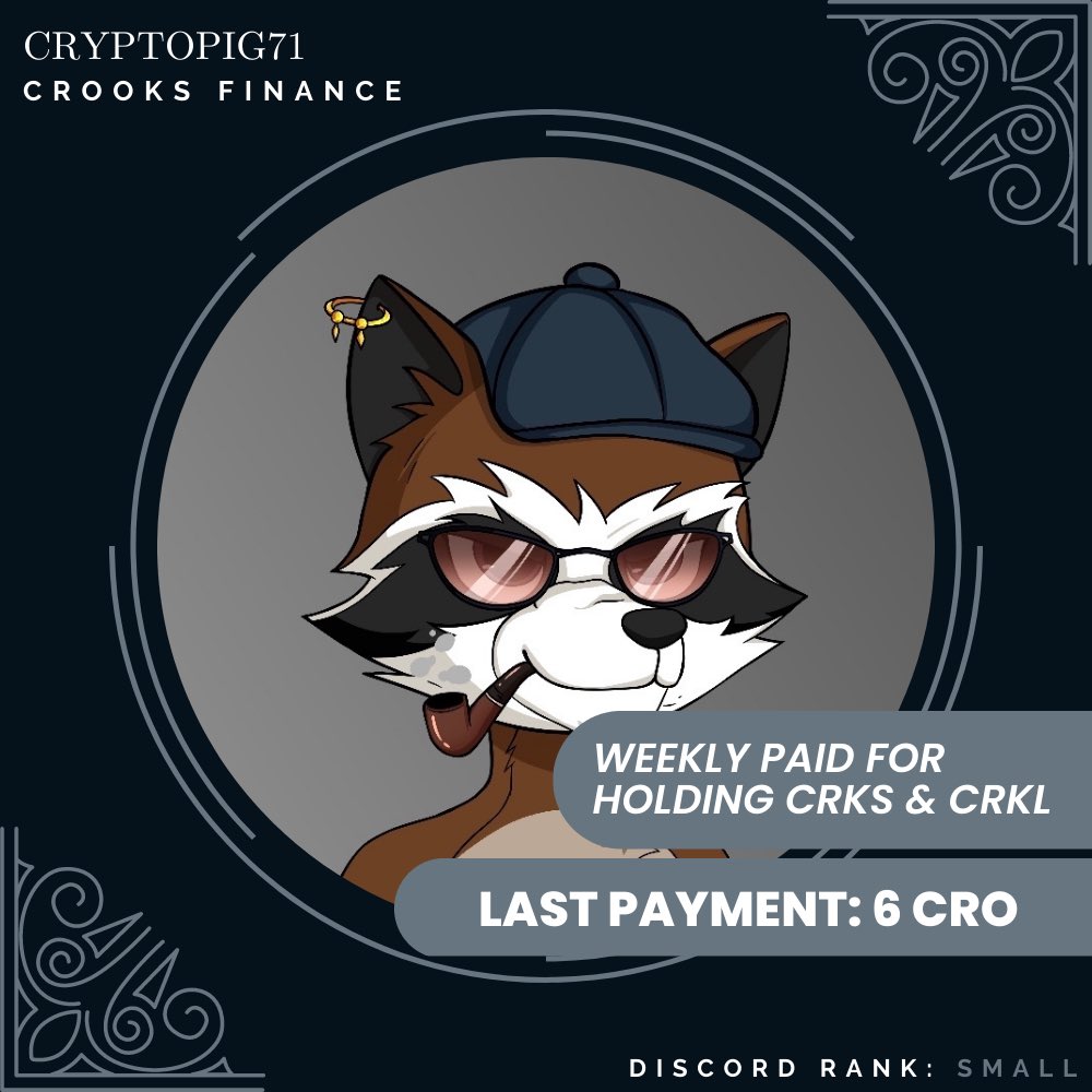 cryptopig71's tweet photo. @belufrancese @CrooksFinance Every Friday is pay day, just hold and earn 🔥🔥🔥🔥 https://t.co/7rJbYEodnj