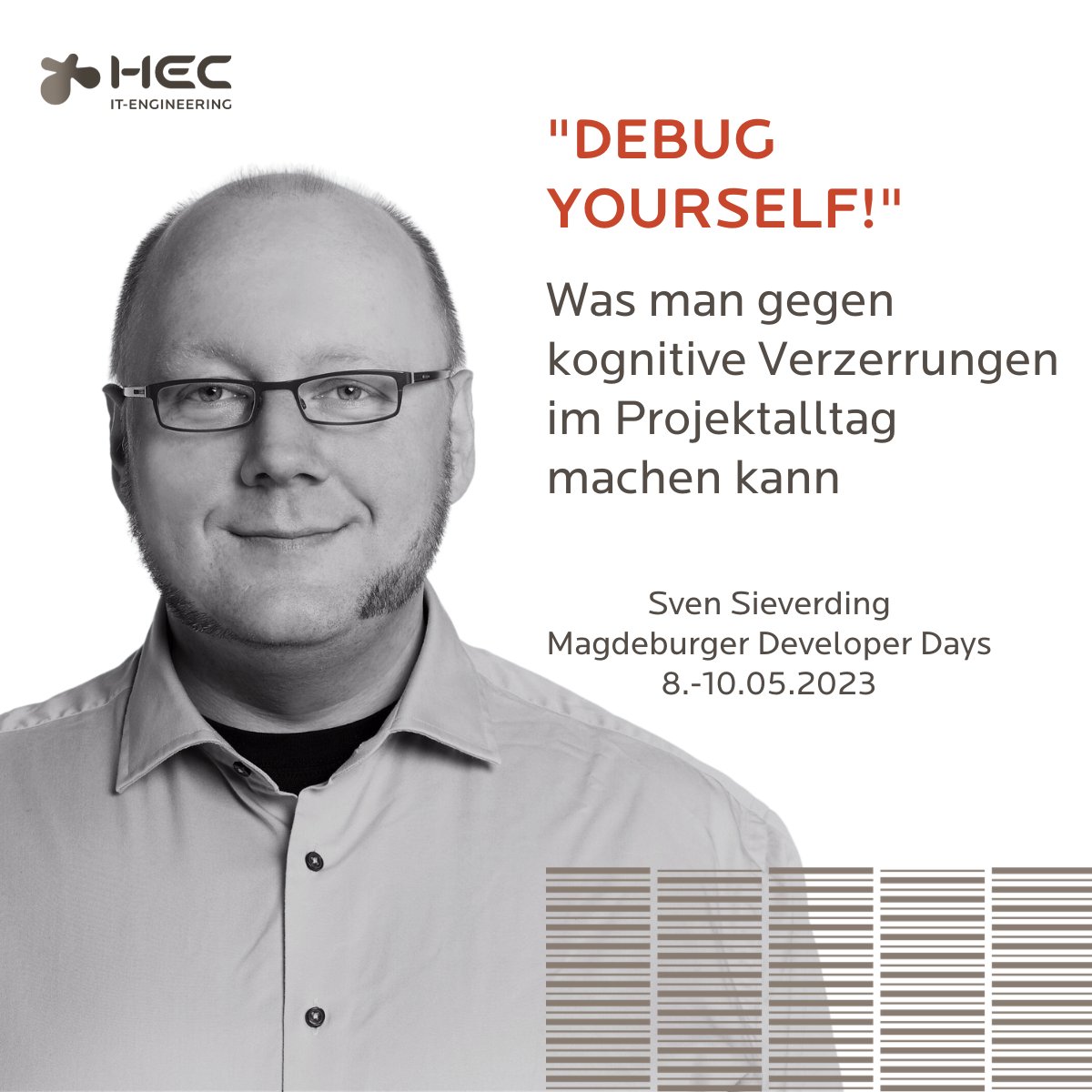 Startet die Fehlerbereinigung und trefft künftig bessere Entscheidungen: Bei den <a href="/devdaysMD/">Magdeburger Developer Days</a> erläutert unser Kollege Sven warum die Software in unserem Gehirn kognitiven Verzerrungen produziert und wie man sie geradebiegen kann: bit.ly/3mlqoIZ
<a href="/365Knoten/">Sven Sieverding</a> #developers