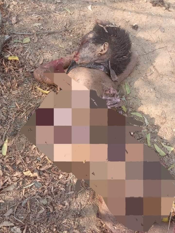 miN13700's tweet photo. >50 civilians including many children &amp; women were KILLED as junta strafed a crowd in PaziGyi vlg in Sagaing's Kanbalu tsp (Not Military Target) 5 times with fighter jet &amp; Mi-35 heli at 8.05am on Apr11. Bodies are scattered &amp; injured are still unable to be rescued.
#2023Apr11Coup https://t.co/DicM6aYhRX