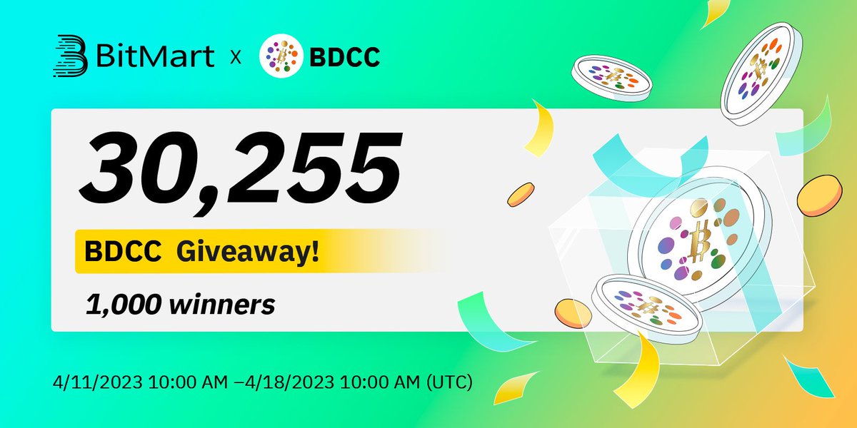 BitMart Research|$BMX HODLer (@bitmartresearch) on Twitter photo 🌟BitMart X BDCC Airdrop
1⃣Follow <a href="/BitMartResearch/">BitMart Research|$BMX HODLer</a> & <a href="/BitMartExchange/">BitMart</a> & <a href="/thebitica/">Bitica coin</a>
2⃣Join t.me/BitMartExchang… & t.me/Biticabdcc
3⃣RT & Tag 3 frds
4⃣Fill forms.gle/gwQUPLZTUM7JMv…
🎁1,000 winners / 30,255 $BDCC
Register👉 bitmart.com/register-refer… 🌟BitMart X BDCC Airdrop
1⃣Follow <a href="/BitMartResearch/">BitMart Research|$BMX HODLer</a> & <a href="/BitMartExchange/">BitMart</a> & <a href="/thebitica/">Bitica coin</a>
2⃣Join t.me/BitMartExchang… & t.me/Biticabdcc
3⃣RT & Tag 3 frds
4⃣Fill forms.gle/gwQUPLZTUM7JMv…
🎁1,000 winners / 30,255 $BDCC
Register👉 bitmart.com/register-refer…
