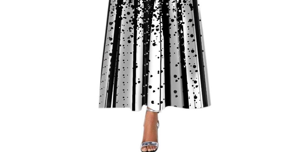 Women Elegant Long Maxi Dress Short Sleeve Patchwork Dot Printer #eezymart #trending #clothes #relooking eezymart.com/plus-size-4xl-…