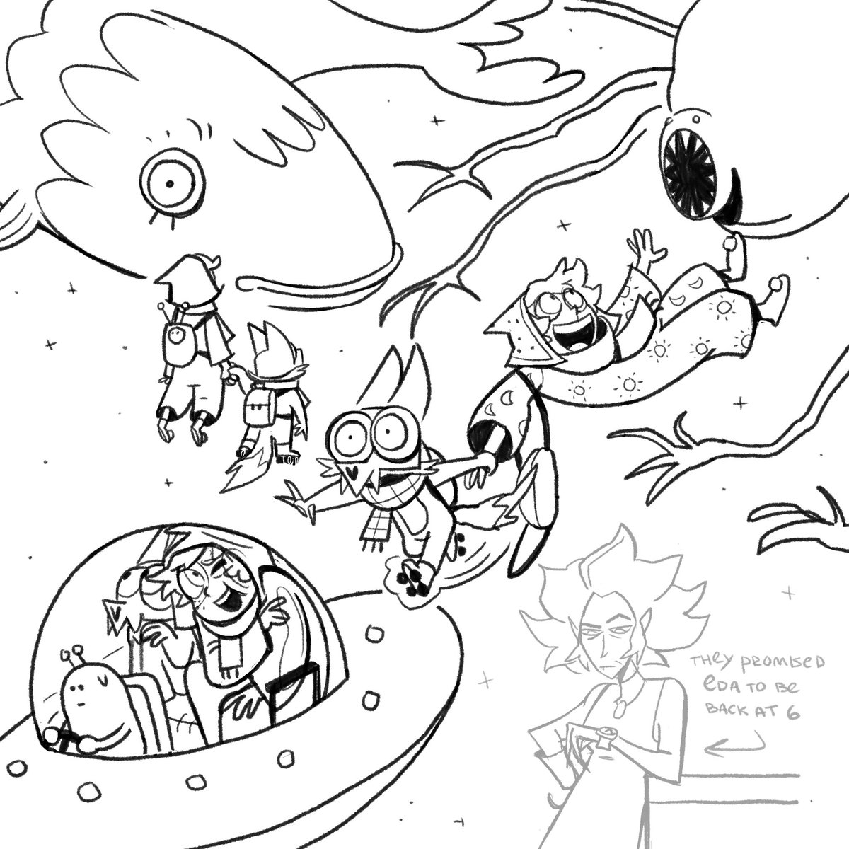 Arrrrimo's tweet photo. Did you know that the Collector actually stayed with Clawthorns and sometimes goes on funky space adventures with King? 

#toh #TheOwlHosue https://t.co/CR7453DEA9
