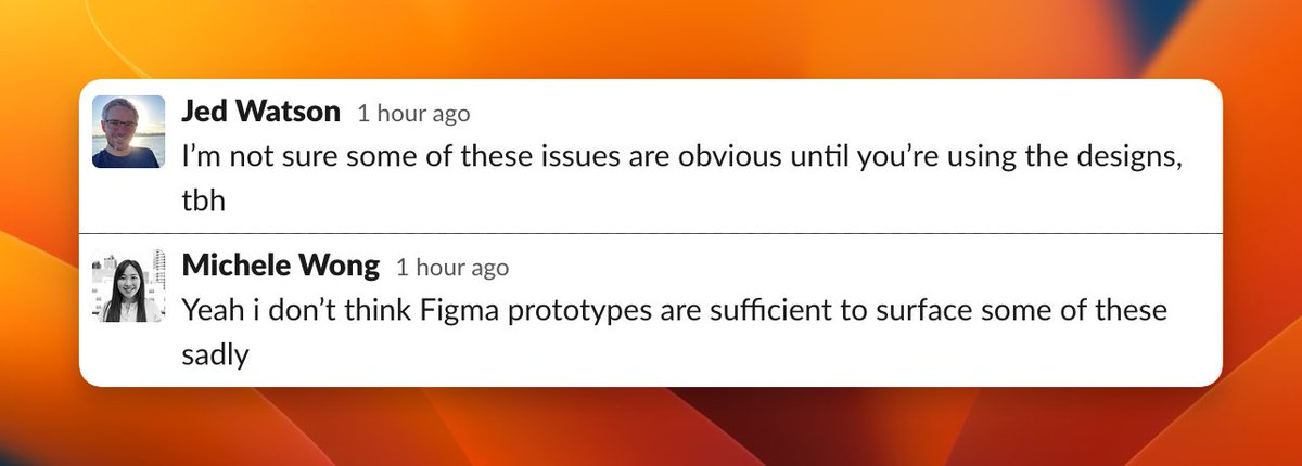 thethinkmill's tweet photo. If I had a dollar for every time this 💡 happened, I'd... I'd... I'd write it down as a core principle for how we approach designing software 😄

Design in the browser as often as you can, folks! https://t.co/qIv8YM2ZDz