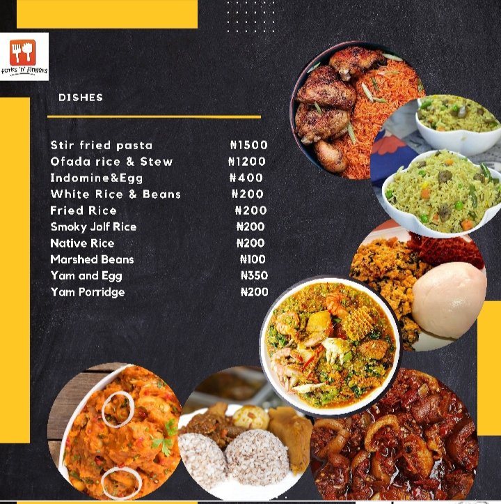 ForksNFinger's tweet photo. Good morning #ileife, #OAUTwitter #oaucommunity #osunstate nothing beats a good meal especially when you can have them at affordable prices and cost go through our menu and place that call to us today. We deliver in time. https://t.co/XoDVxkdKYR