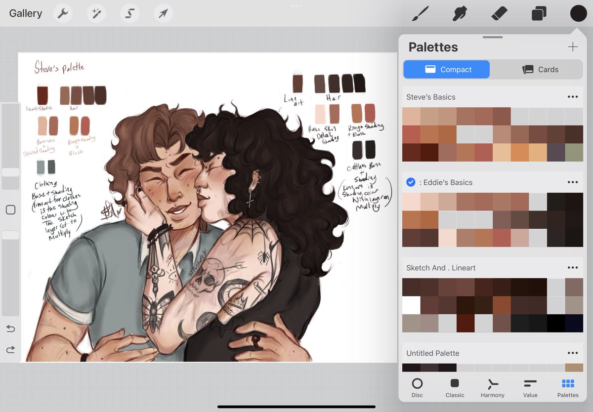 Lilustrate_'s tweet photo. Okay I had a couple people ask about the colour pallets I use for Steve and Eddie, so I thought I’d share
#steddie #SteveHarrington  #eddiemunson  #stranerthings #procreateart https://t.co/9V86hPmP4c