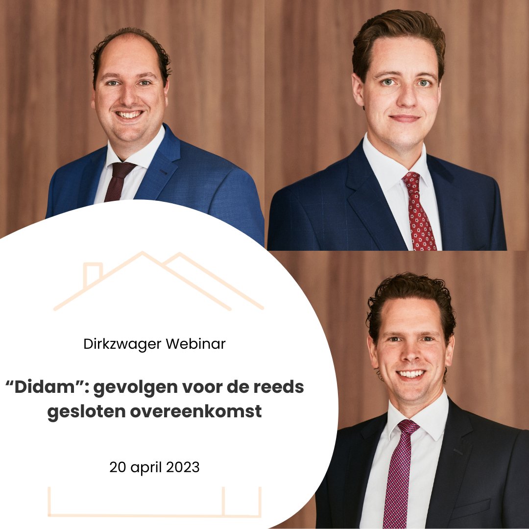Zijn overeenkomsten gesloten in strijd met het Didam-arrest geldig, nietig of vernietigbaar? Kom dit en meer te weten bij het webinar “Didam”: gevolgen voor de reeds gesloten overeenkomst op donderdag 20 april. Aanmelden is gratis en kan via bitly.ws/CP8j  #vastgoed