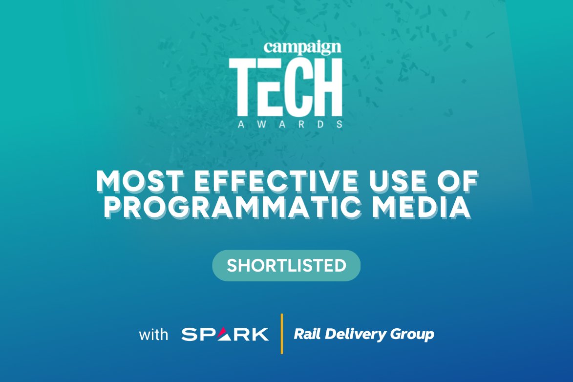 🥳We are thrilled to have been nominated for the #CampaignTechAwards!

Our campaign for the Rail Delivery Group with <a href="/SparkFoundryUK/">@SparkFoundryUK</a> is shortlisted for the Most Effective Use of Programmatic Media category. 

See full shortlist: cutt.ly/z7aReEl
#programmatic #award