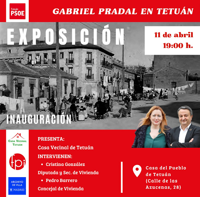 Exposición:  Gabriel  Pradal en Tetuán

Hoy 11 de abril a las 19 h.

c/ Azucenas, 28

Una gran exposición en recuerdo a un gran arquitecto y dirigente socialista

cordelesdehesavilla.blogspot.com/2023/04/exposi…