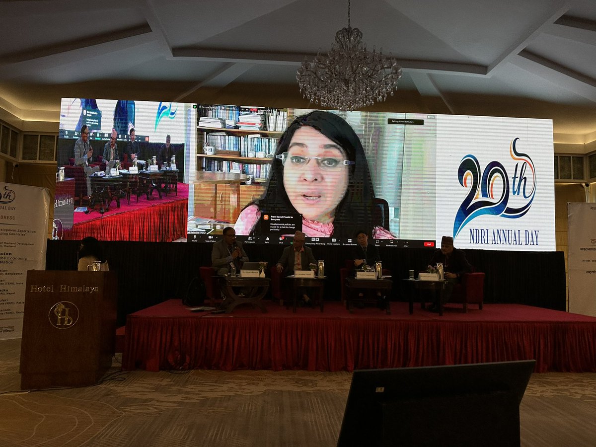 Insightful remarks by Dr Fahmida Khatun, ED of CPD Bangladesh at Panel Discussion on ‘Role of Think Tanks for  Economic Development’ organized by Nepal Dev Res Institute (NDRI) in Kathmandu.
@FahmidaKcpd