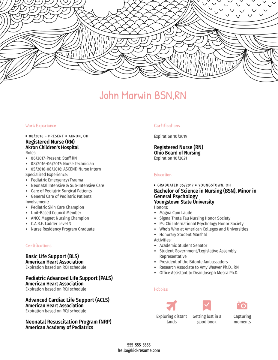 Kickresume's tweet image. Check out this amazing #resumeexample for a registered #nurse at Akron Children's Hospital. 

Whether you're starting your nursing career or looking to advance it, this sample can help you create a standout resume. 

#nursingresume #healthcarejobs