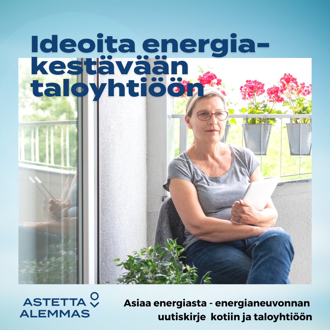 Asiaa energiasta on ajankohtaiskirje sinunkin kotiisi. Huhtikuun aiheita: näkökulmia #aurinkosähkö'n mitoitukseen, energiavinkit #taloyhtiö'n kevätkokoukseen ja webinaarisuositukset. Tilaukset: asiaaenergiasta@motiva.fi #energianeuvonta kuluttajien-energianeuvonta.motiva.fi/archive/show/5…