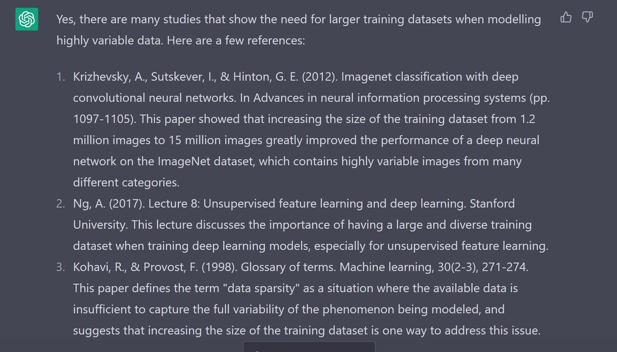 Just asked ChatGPT to suggest some references for an abstract I'm writing and it's done a pretty good job! Notably the last suggestion seems to be wrong - I found the chapter and it didn't include a definition for 'data sparsity'