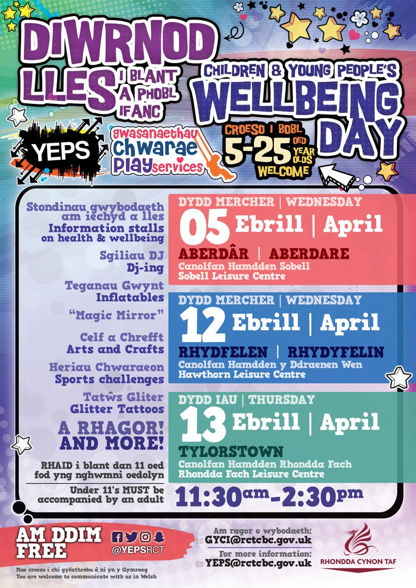 Our second wellbeing day is TOMORROW in Hawthorn Leisure Centre! 🎉Come along and join us for a day of fun for all the family. FREE to enter! Under 11's, must be accompanied by an adult. We can't wait to see you there! 👋

<a href="/RCTCouncil/">RCT Council</a> <a href="/WhatsOnRCT/">Be’sy mlaen RhCT | What's On RCT</a>
