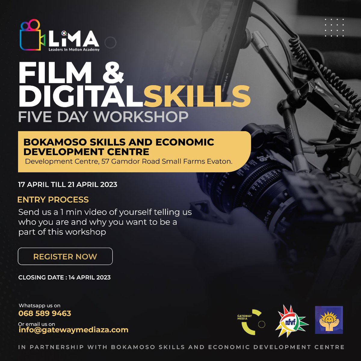 We are at it again with yet another workshop.

In partnership with Bokamoso Skills and Economic Development Centre we are looking forward to meeting the new Future Leaders of our industry. 

Azishe 🔥🔥🔥

#LIMAcademy #NormalsingAccess #DigitalAccess #LIMAturns5