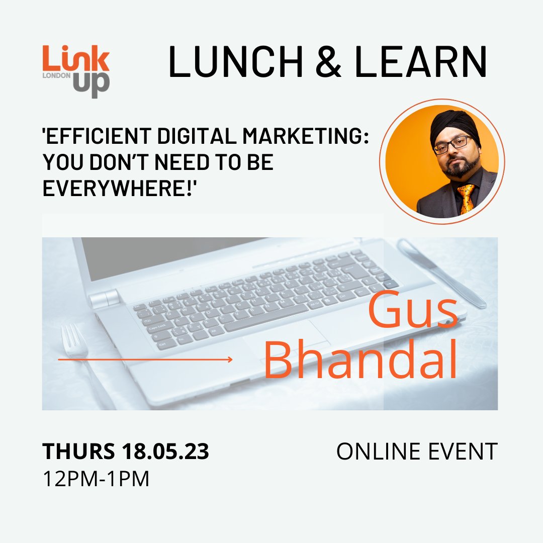LinkUpLondonUK's tweet photo. Ever wondered where you should be focussing your #DigitalMarketing efforts?

@mguruuk will be discussing how to pick the right platform, create compelling content, engage your audience, and get more leads at our next event. It's FREE so don't miss out!

https://t.co/mVclo3nsbG https://t.co/2VNwY7tS3L