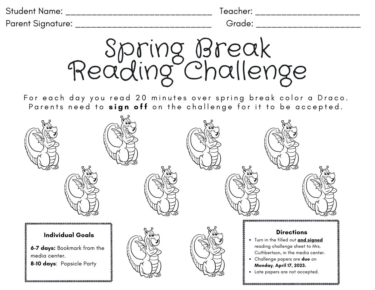PrimarilyMedia's tweet photo. Reading is the only way to grow your reading muscle. Keep on reading over Spring Break Dragons 🐉 #OdellPrimaryPride #ElevateCabarrus #SpringBreak #ReadingChallenge #Read15 #CabCoSchools https://t.co/k7WRbJKh8P