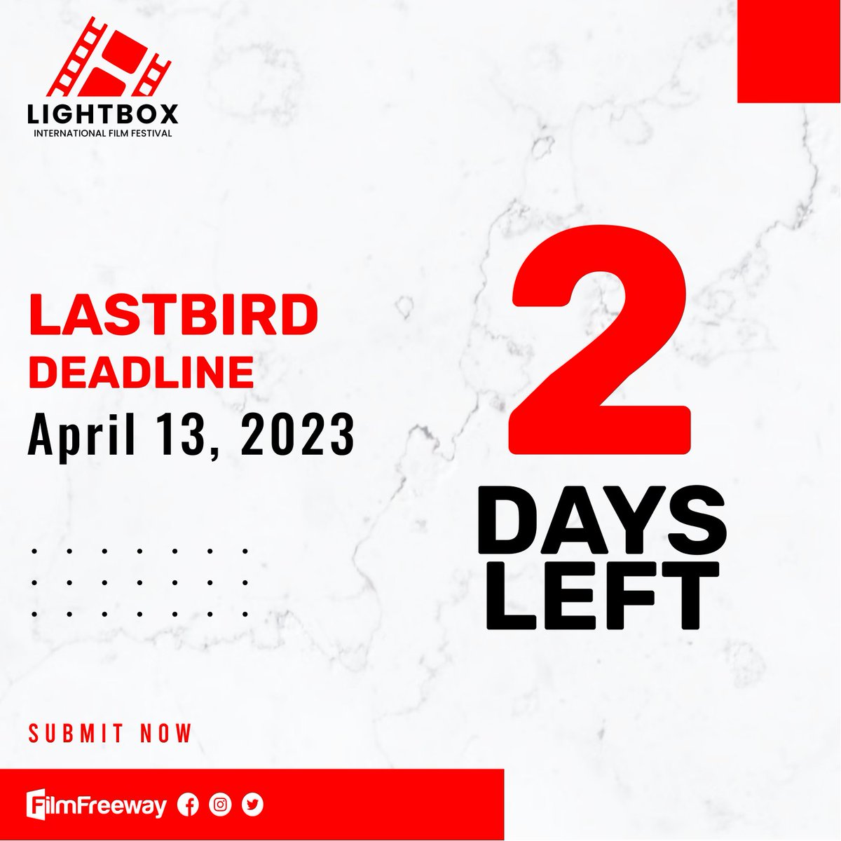 Achievement seems to be connected with action!!

 2 days to go for Earlybird Deadline📌
Join us via filmfreeway.com/LightboxIntern… 
Use the discount code LBIFF to avail 50% off           

#screenplay #writer #producer #actor #thrillerfilm #indiefilm #mobilefilm #editor #mystryfilm