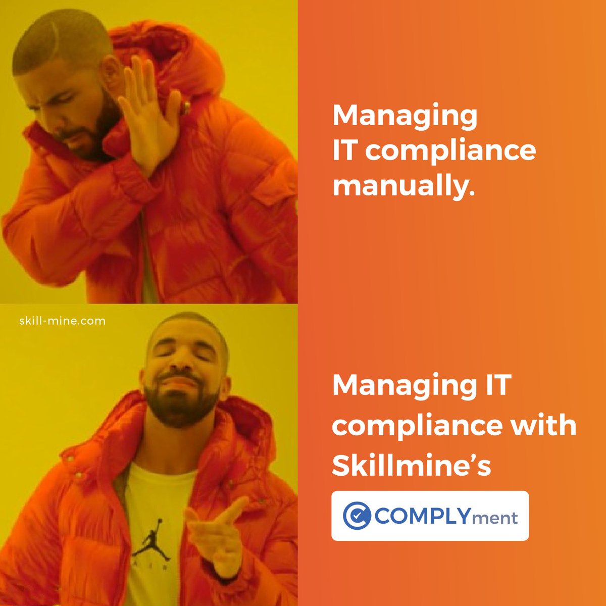 Skillminetech's tweet photo. Managing #ITcompliance is no more difficult! Skillmine COMPLYment helps you simplify compliance and reduce risk with greater ease.
Watch this video to know more: https://t.co/TxzyUJ1jRU
Follow Skillmine Technology Consulting 💥
#complyment #compliance #ITGR https://t.co/jYgvuyX31S