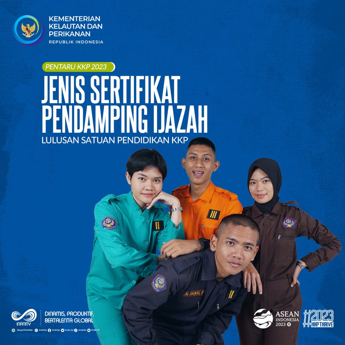 frizakanin's tweet photo. #SobatBahari, lulusan satuan pendidikan @kkpgoid dilengkapi dengan ijazah dan Sertifikat Kompetensi Keahlian berstandar nasional dan internasional yang diakui oleh dunia usaha dan dunia industri baik dalam maupun luar negeri di bidang kelautan dan perikanan. 
#KKPThrive #SDMKP https://t.co/y8qbFACQyY