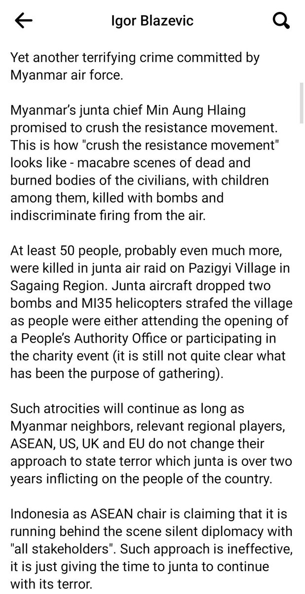LayZhangarteria's tweet photo. More than 100 people including 30 students were killed by junta aircraft's bombardment in Pazigyi Village in Sagaing Region’s Kantbalu Township. Junta aircraft dropped bombs again while people collecting the bodies. 
(April 11, 2023)

#WarCrimesOfJunta 
#WhatsHappeningInMyanmar https://t.co/eljwfJZtgA