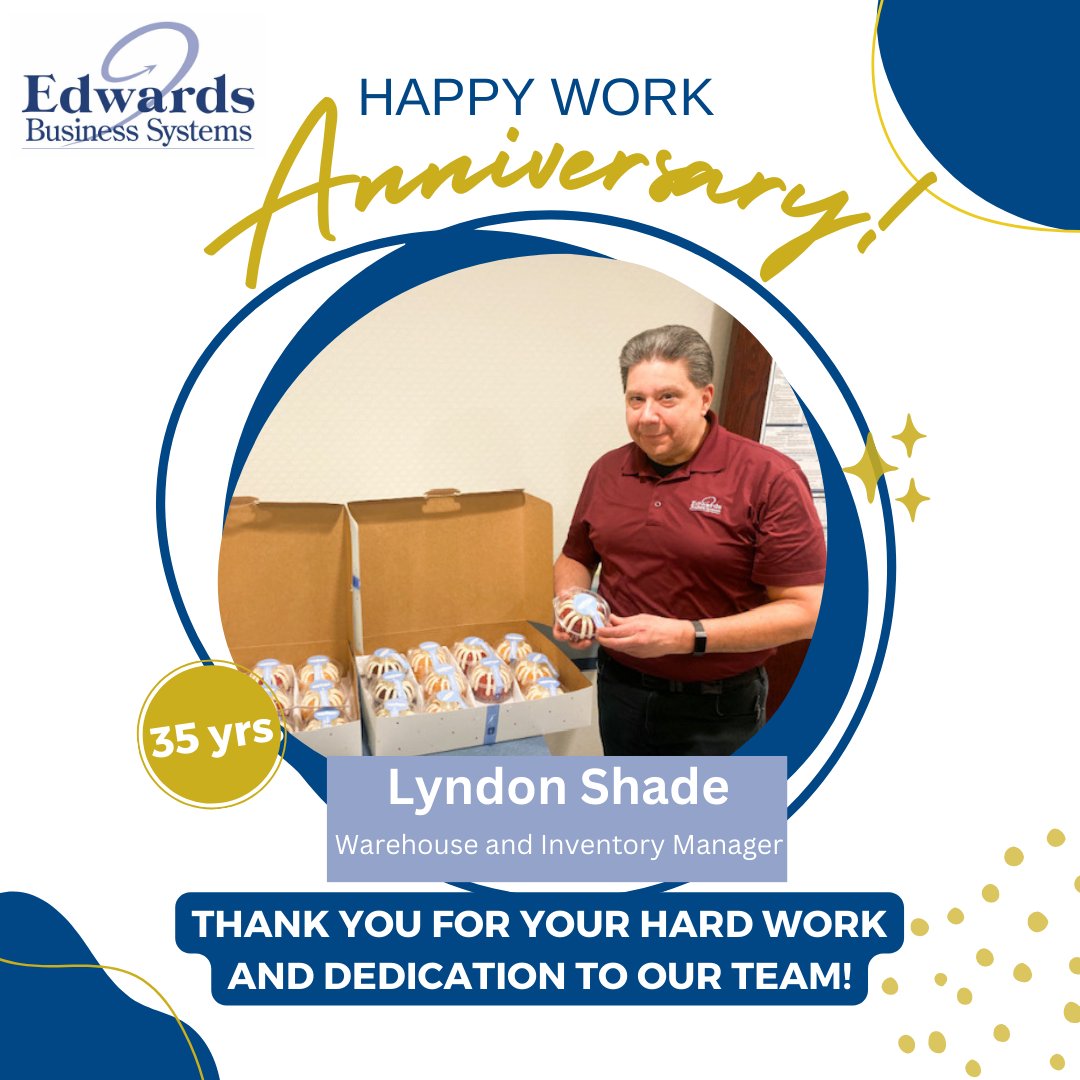Happy #workanniversary to Lyndon!
Thank you for all of your hard work and dedication to our team!

#employeeappreciation