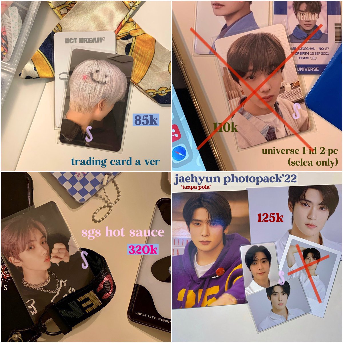 jiespaw's tweet photo. (🧺) wts / want to sell

 — pc jisung sgs hot sauce

dom Jakarta | nego allowed
🍊 shopee available 
t. photocard poca glitch mode hotsa trading card jaehyun photopack selca kumon https://t.co/357PUlfGJ1